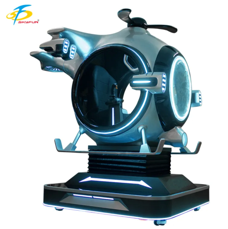 Customizable 9D VR Flight Simulator Helicopter Ride Machine | Fun Fighter by SKYFUN – 1 Player, 55+ Games, Thrustmaster Joystick, DPVR Headset, Mall & Arcade Use